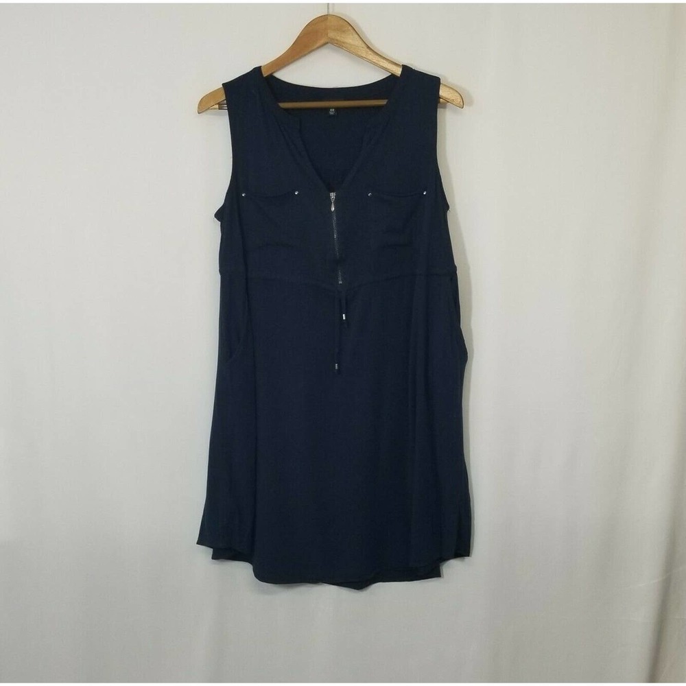 Torrid Navy Sleeveless Cinch Waist Tunic Dress